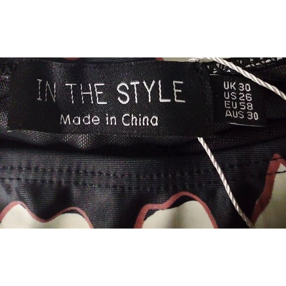 In the Style Women's Black and Cream Floral 2-piece Bikini Set Size 26 NWT - Picture 3 of 16